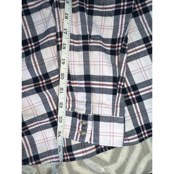Eddie Bauer Women Flannel Shirt Size L Black Pink Plaid Long Sleeve Button-Up - Picture 5 of 8